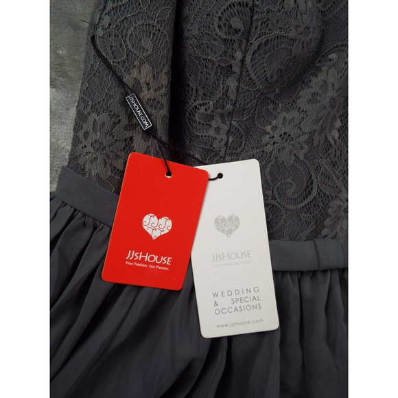 JJS HOUSE Dress Womens 12 Gray Layered Lace Wedding Special Party Dancing NWT - Picture 7 of 11